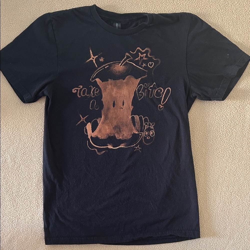 Black T-Shirt with Painted Graphics